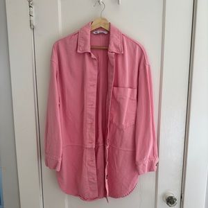 Pink oversized button down